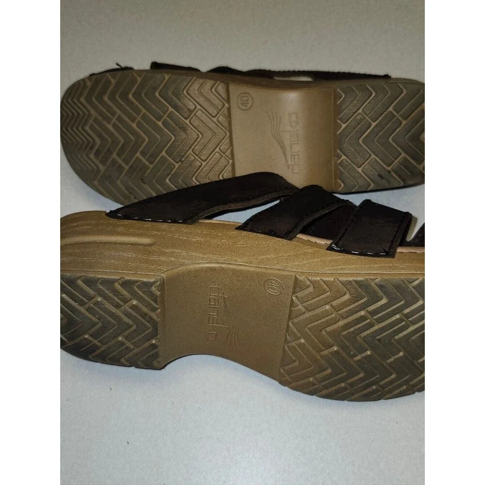Dansko Brown Leather Wedge Sandals, 40